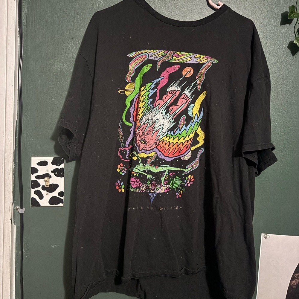 Black Graphic T-Shirt with Colorful Design